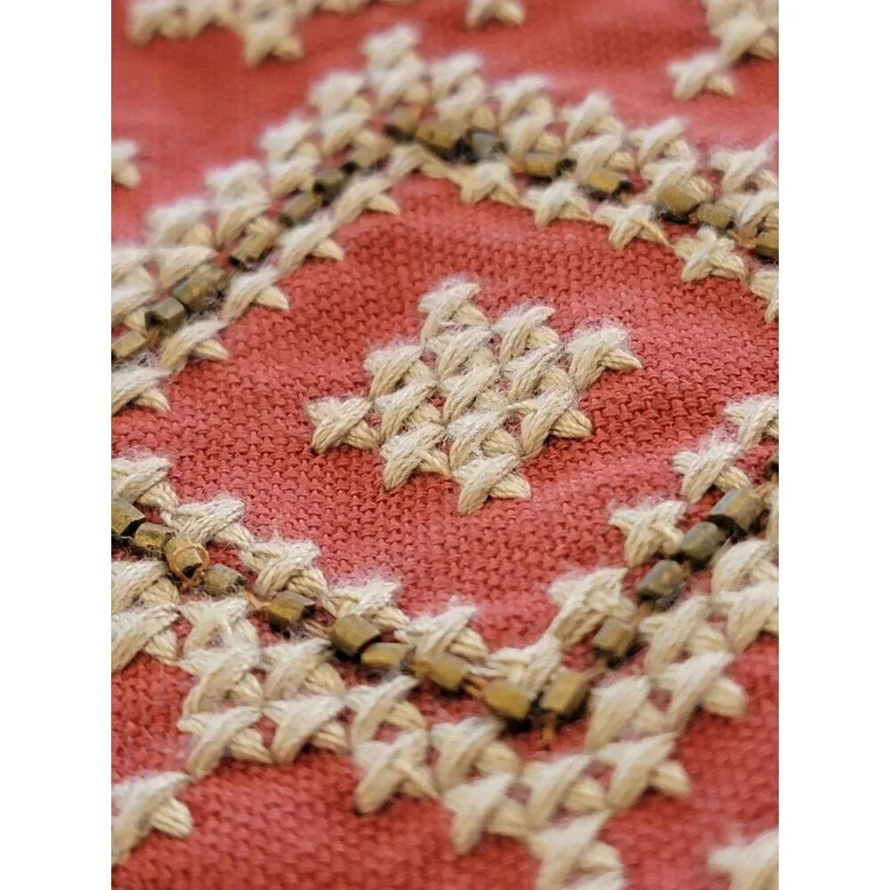Pottery Barn Red & White Snowflake Pillow Cover Size 24”x 24”